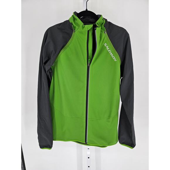 Salomon Convertible Running Windbreaker Full Zip Jacket Vest Gray Green Sz L - Picture 1 of 5